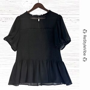 TORRID Women’s Size 1 1X 14-16 Top Shirt Blouse Peplum Sheer Short Sleeve